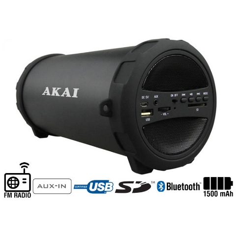ABTS-V5BK Akai ABTS-V5BK Μαύρο φορητό μίνι ηχείο Bluetooth με USB